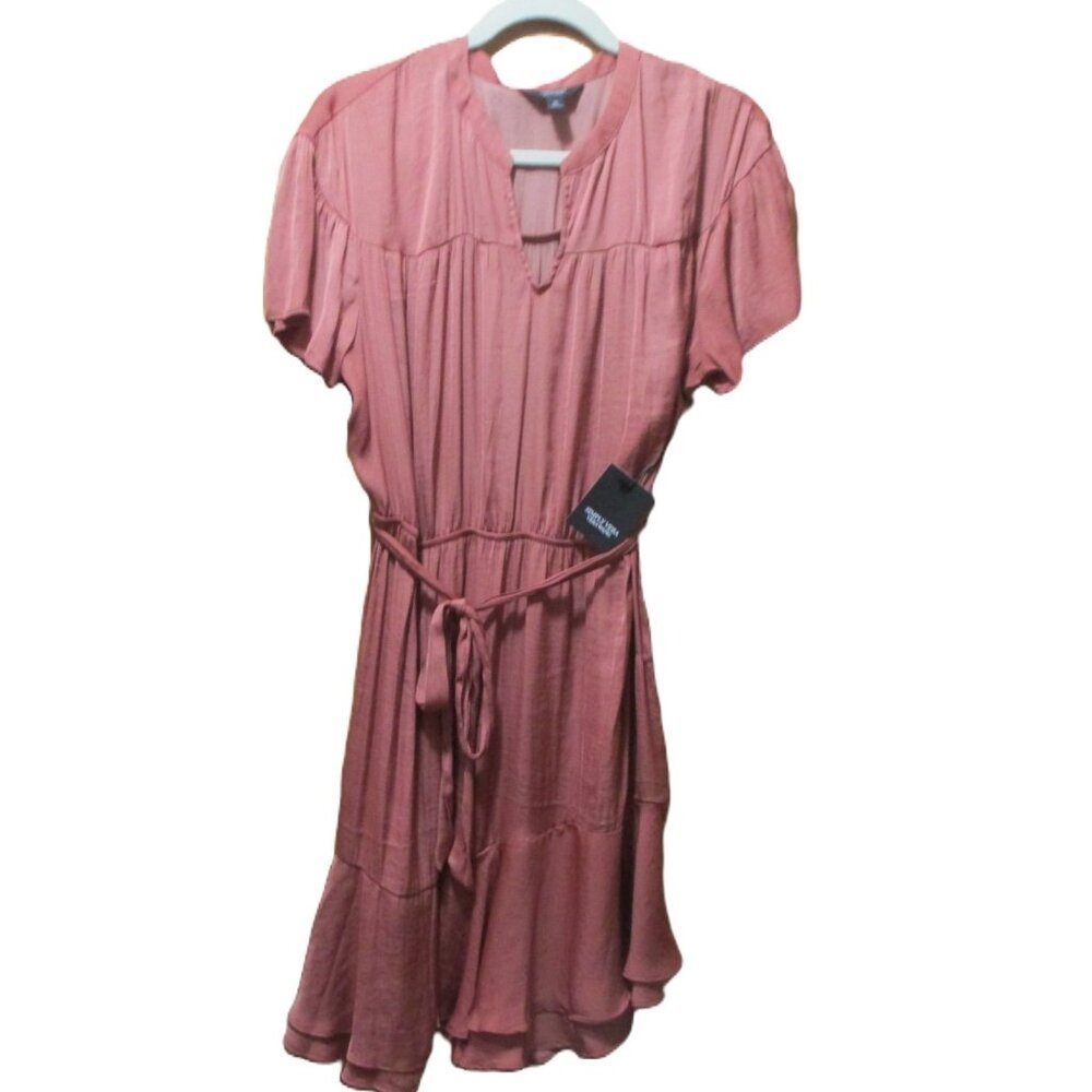 NWT Vera Wang Gorgeous Short Sleeve Belted Dress Mauve Pink Womens Size XL